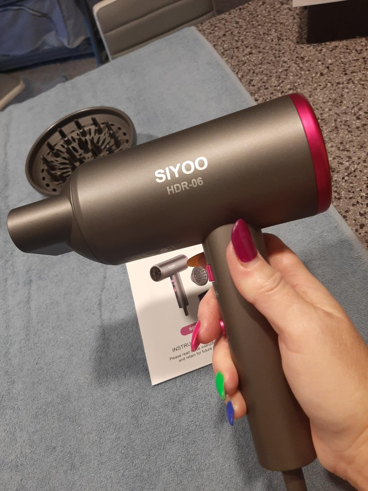 SIYOO hair dryer with diffuser for curly hair customer photo